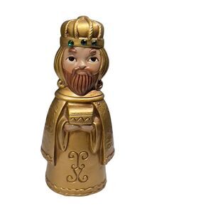 Vintage Wise Man‎ By Star Japan Hand Painted Magi King Gold Figurine 5" Tall